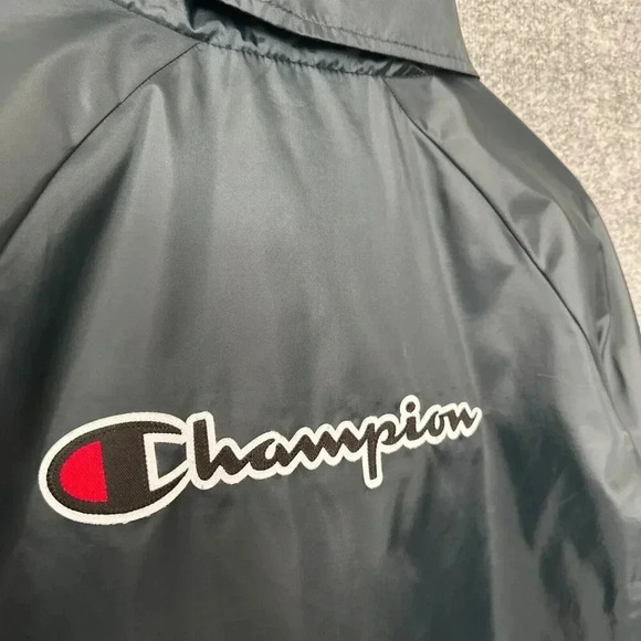 Champion Windbreaker Womens Medium Black Cropped Sporty Logo Spellout Jacket - Picture 9 of 16